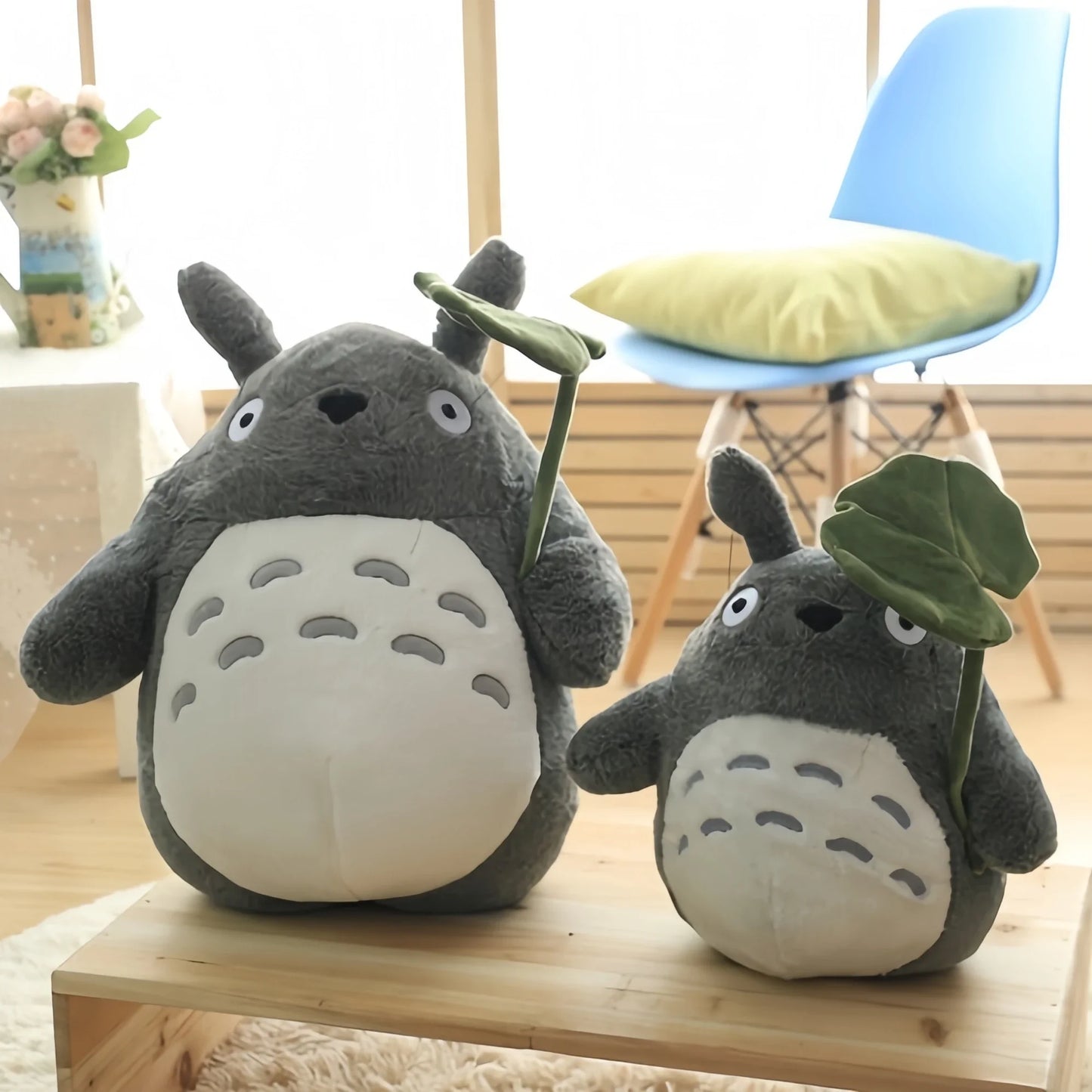 Cartoon Fluffy Lotus Leaf Totoro Plush Toy Stuffed Figure Totoro Doll Cuddly Plushies Throw Pillow Sofa Bed Home Decor Xmas Gift