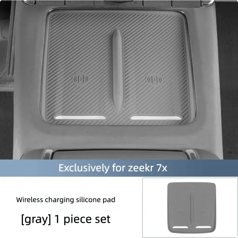 For Zeekr 7X Silicone Center Console Water Cup Frame Cover Anti-slip Wireless Charging Silicone Pad Mat Modify Accessories