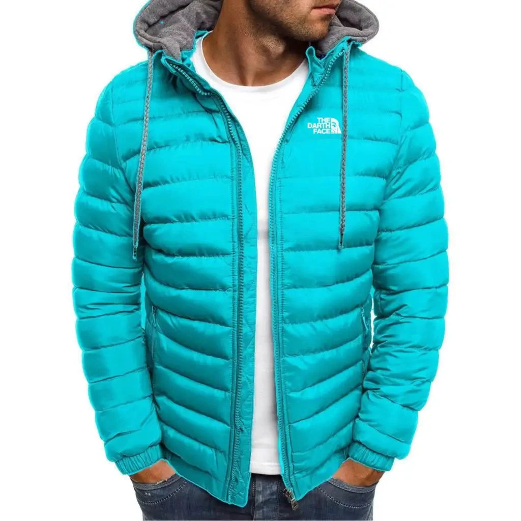2024 casual outdoor winter men's warm zipper street business travel slim fit fashionable hooded jacket