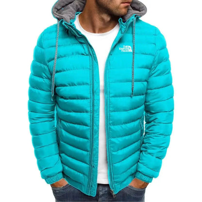 2024 casual outdoor winter men's warm zipper street business travel slim fit fashionable hooded jacket