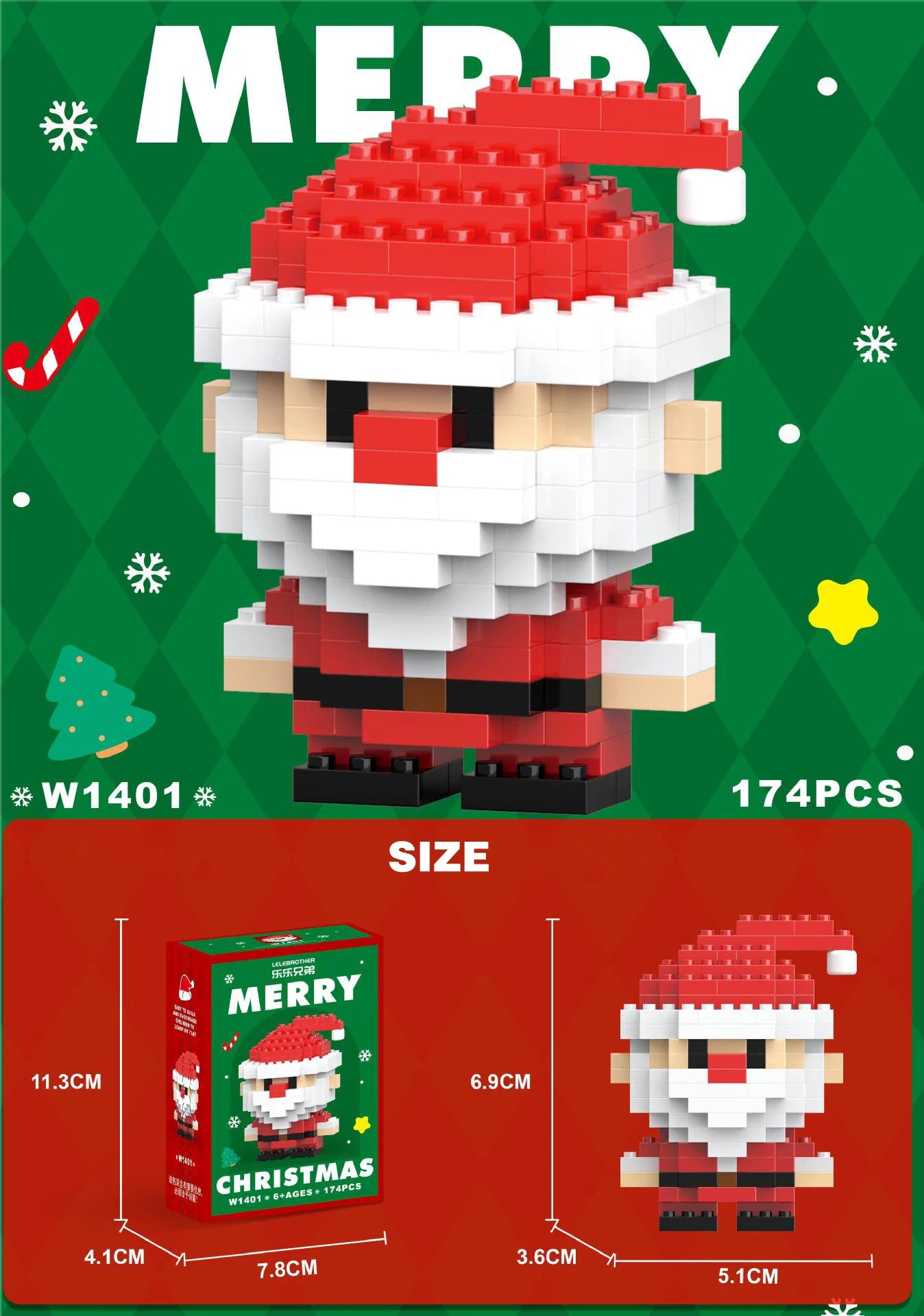 Christmas Building Block Santa Claus Snowman Elk Tree Micro Brick Puzzle Assembly Model Home Decoration Xmas Party Gift Kid Toy