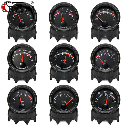52mm Car Digital Indicator Gauge Water Temp Oil Temperature Voltmeter Oil Press BAR PSI Vacuum Boost Air Fuel Ratio EGT Gauge