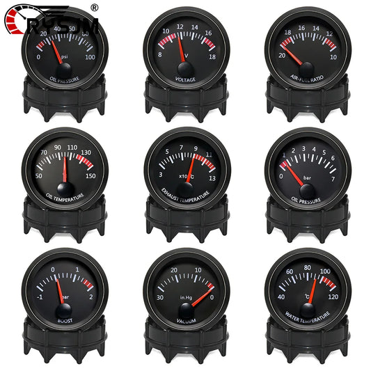 52mm Car Digital Indicator Gauge Water Temp Oil Temperature Voltmeter Oil Press BAR PSI Vacuum Boost Air Fuel Ratio EGT Gauge