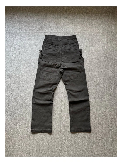 High Street RO Style Denim Pants Men's 24SS Cargo Dirty Washing Old Multi Pocket Workwear Jeans Straight Leg Pant Men Clothing