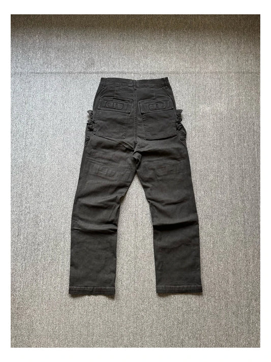 High Street RO Style Denim Pants Men's 24SS Cargo Dirty Washing Old Multi Pocket Workwear Jeans Straight Leg Pant Men Clothing