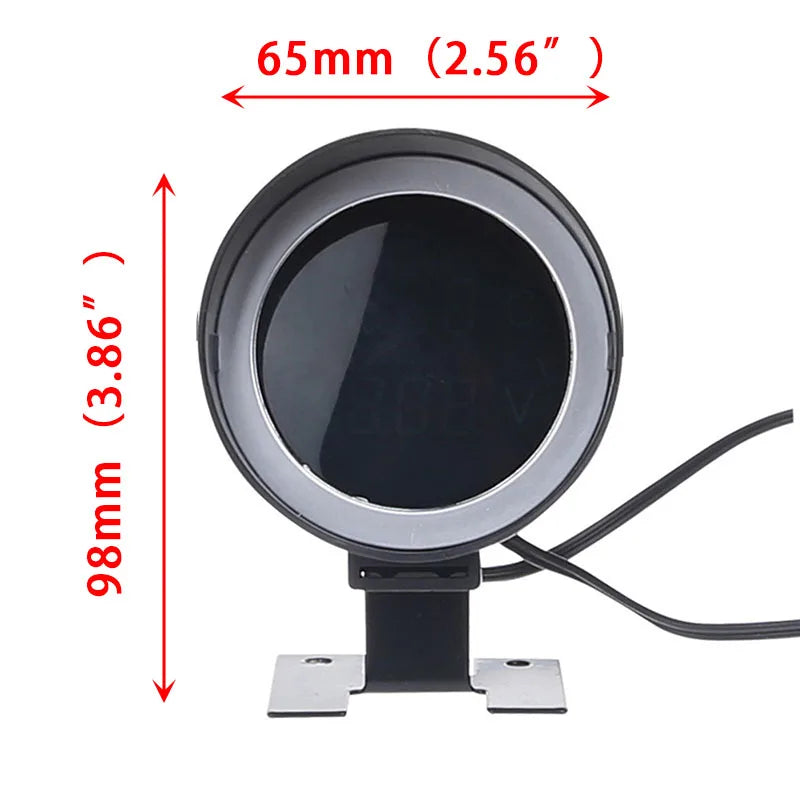 Round 2 in 1 LED Digital Car Temperature Meter Water Temp Gauge with Engine Overheat Alarm And Voltage Monitor for Truck 12V/24V