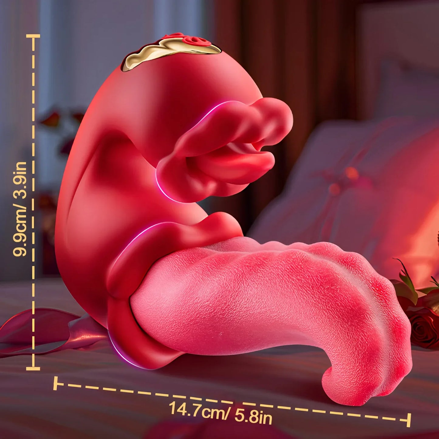 Rose Tongue Vibrator for Women 10 Vibration Modes Licking Nipple Clitoral Stimulator G-spot Massage Dildo Adult Sex Toy