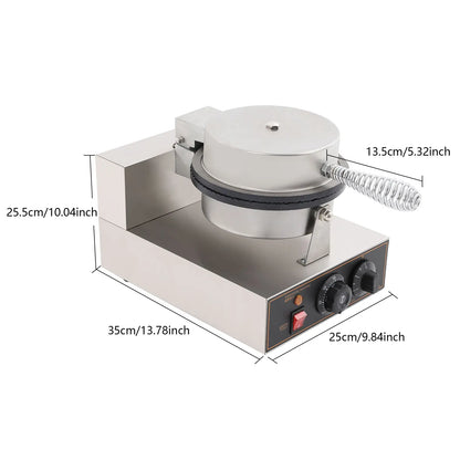 Commercial Electric Ice Cream Cone Machine Stainless Steel Waffle Cone Egg Roll Maker Tabletop Design Adjustable Time And Temperature High Efficient Baking Tool 110V US Plug No Assembly Sturdy Construction Portable Snack Maki