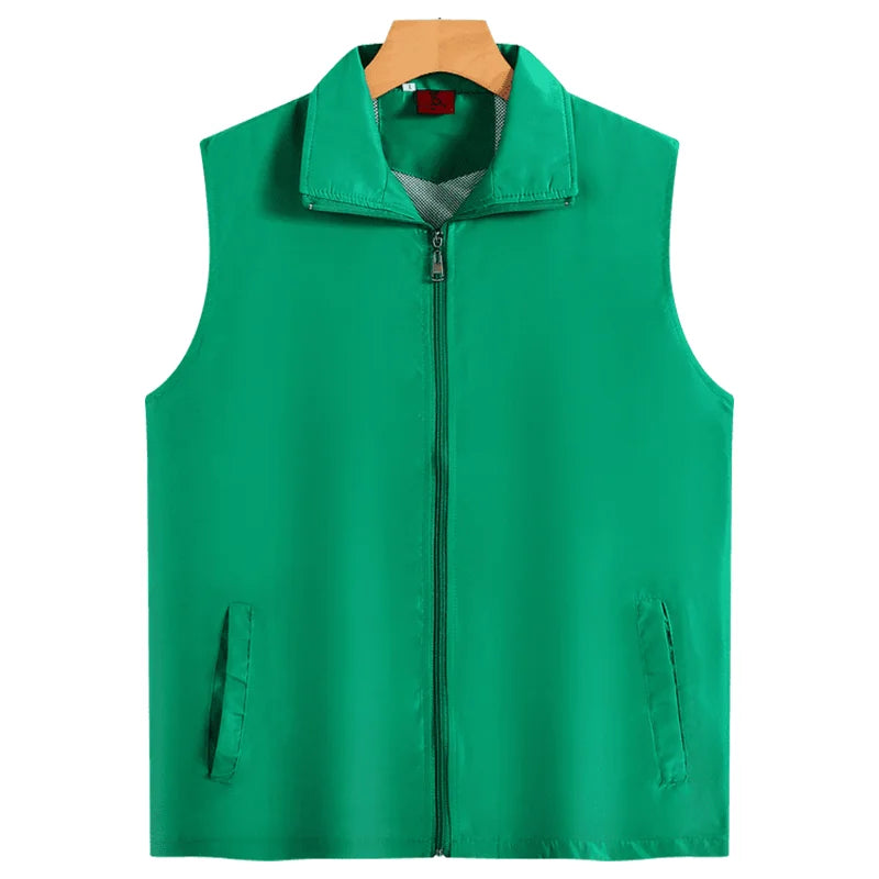Fashion Vest Custom Logo Solid Color Sleeveless Vest Embroidery Company Team Brand Design Thin Charity Vest Print Pattern Text