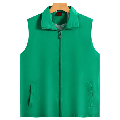 Fashion Vest Custom Logo Solid Color Sleeveless Vest Embroidery Company Team Brand Design Thin Charity Vest Print Pattern Text
