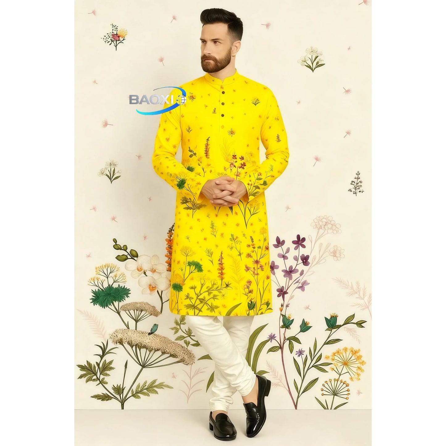 Stand Collar Muslim Men Clothes Folk Kaftan Musulman Kurta Indian Islamic Clothing Ropa Musulman Hombre Camisa Arabe Hombre