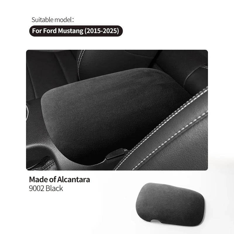 For Ford Mustang 2015-2025 Made of Alcantara Wrap ABS Car Trim Armrest Box Cover Panel Italian Suede Interior Tuning Accessories