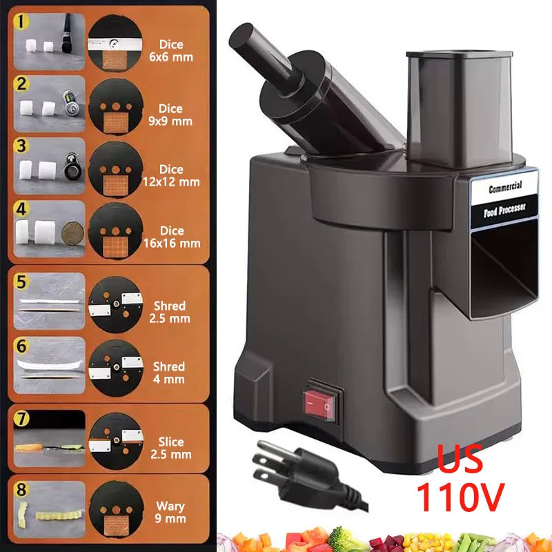 220V 3-in-1 Vegetable Cutter Dual Feeder Newly Upgraded Multi-functional Automatic Electric Dicing Slicing Shredding Vegetables