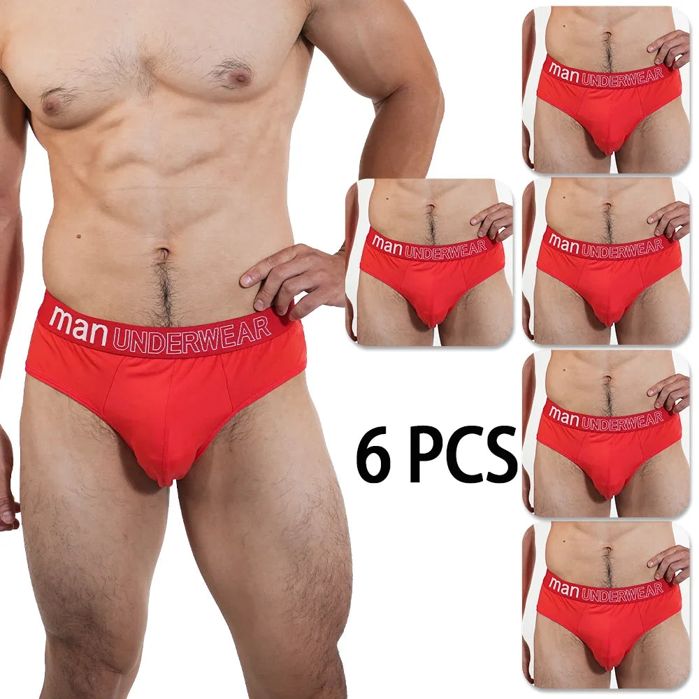 6Pcs Men‘s Large Briefs Mens Comfortable Underpants Man Sexy Gifts Underwear Breathable Triangle Panties Para Hombres 2025 New