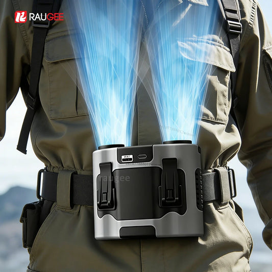20000Mah Waist Fan Portable Clip Fan With Double Wind Outlet Mini Shirt Fan Wearable Hanging Neck Fan For Outdoor Sport Camping