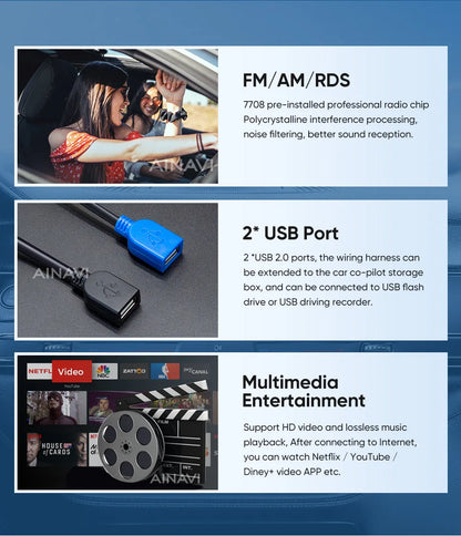 Ainavi Car Radio For Honda CRV CR-V 2012-2016 Carplay Android Auto Qualcomm Car Stereo Multimedia Player 4G Wifi DSP 48EQ