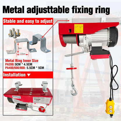 Electric Hoist 2 in 1, Electric Hoist Winch  220vElectric Hoist Lifting Height for Garage Warehouse Factory,Single/Double Slings