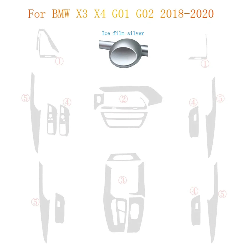 For BMW X3 X4 G01 G02 2018-2020 Interior Central Control Panel Door Handle Carbon Fiber Stickers Decals Car styling Accessorie