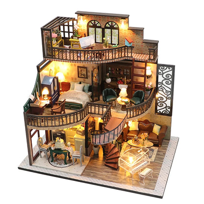 CUTEBEE DIY Dollhouse Wooden Doll Houses Miniature Dollhouse Kit Furniture Casa Music Led Toys for Children Birthday Gift