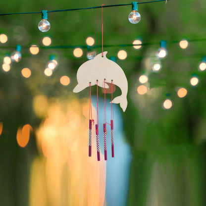 10Pcs Wooden Wind Chime Making Kit DIY Painting for Kids Family Craft Indoor Outdoor Decoration Creative Art Activity