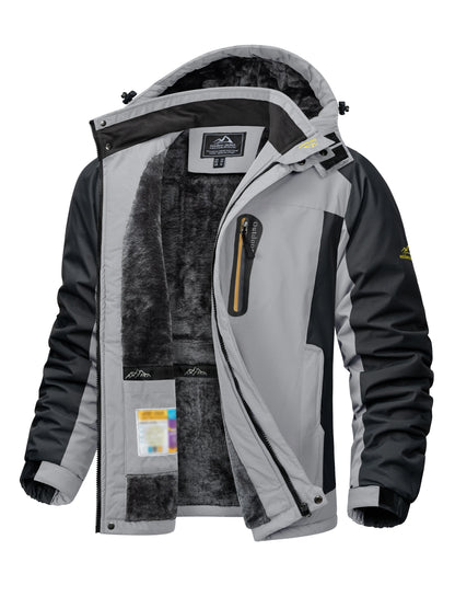 TACVASEN Winter Heavyweight Fleece Lined Parka Waterproof Men Ski Snowboard Jackets Windproof Removable Hoodie Coats Windbreaker