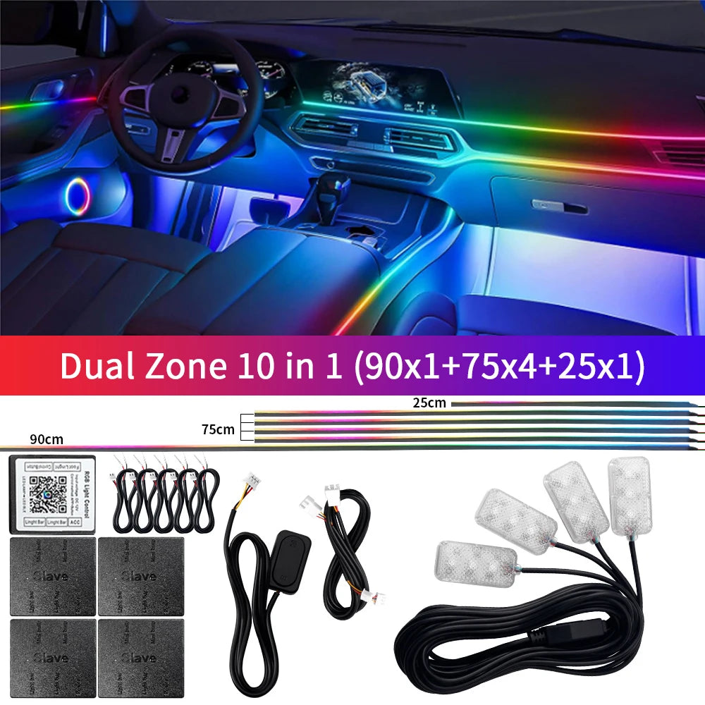 2024 Car Ambient Lights Kits Interior 213 64 Color RGB Symphony Streamer Bluetooth Rainbow Acrylic Strips Atmosphere Lamp By App