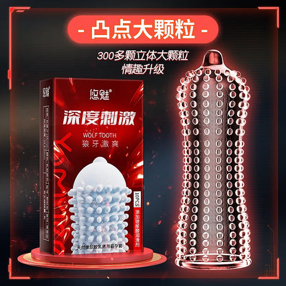 Ribbed Condoms for Men Dotted Spike G-spot Vaginal Stimulation Cock Condom Contraception Sensitive Penis Sleeve Adult Sex Toys