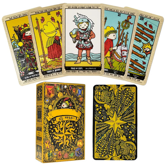 6*10.2cm Cute Anime Tarot Cards 80pcs Pocket Size Kawaii Healing Style Tarot Deck for Beginners Fortune Telling Board Game