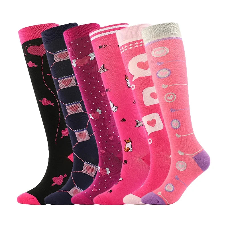 3/5/6 Pairs Compression Socks Exercise Mountaineering Running Sports Socks Elastic Medical Blood Circulation Swelling Nurse Sock