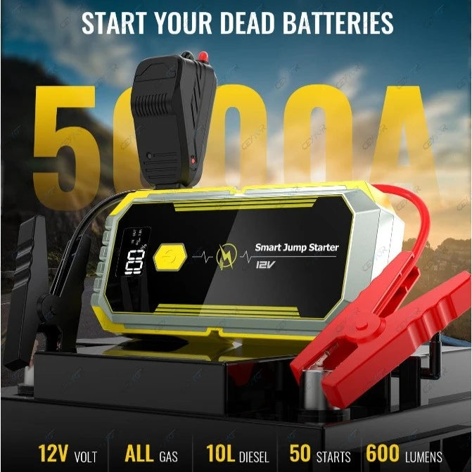12V Portable Jump Starter Car Battery.Wireless Booster Jump Starter for Truck Motorcycle Pickup SUV with LED Light & USB Port