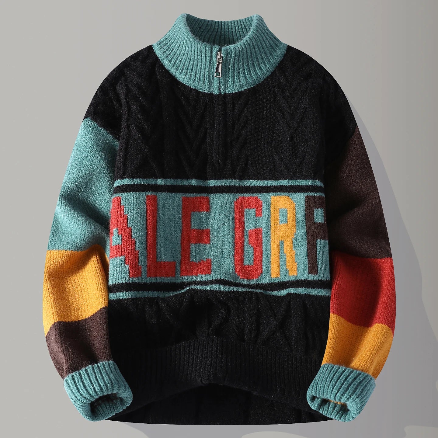 Autumn/winter Fashion Trend Retro Sports Thickened Warm Knitted Sweater Men's Loose Comfortable Large Size High Quality Sweater