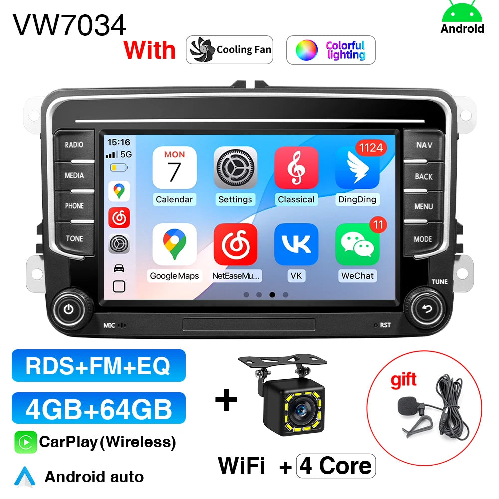 GRANDnavi Android13 Car Radio GPS For VW Volkswagen Skoda Octavia Golf 5 6 Touran Passat B6 Polo Jetta 2Din Multimedia Player