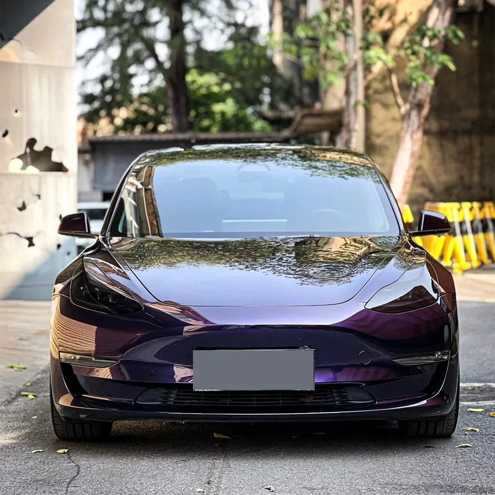 Metallic Midnight Purple Car Sticker Color Change Vinyl Film PET Bubble Free Wrapping Car Accessories Auto Self Adhesive Decals