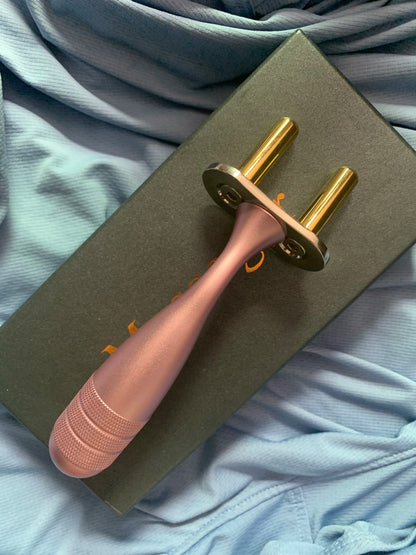Pink Curved-Handle Magnetic Fork Made of Titanium Alloy Lymph Meridian Massage Stick Acid Discharge Bar Shoulder and Neck