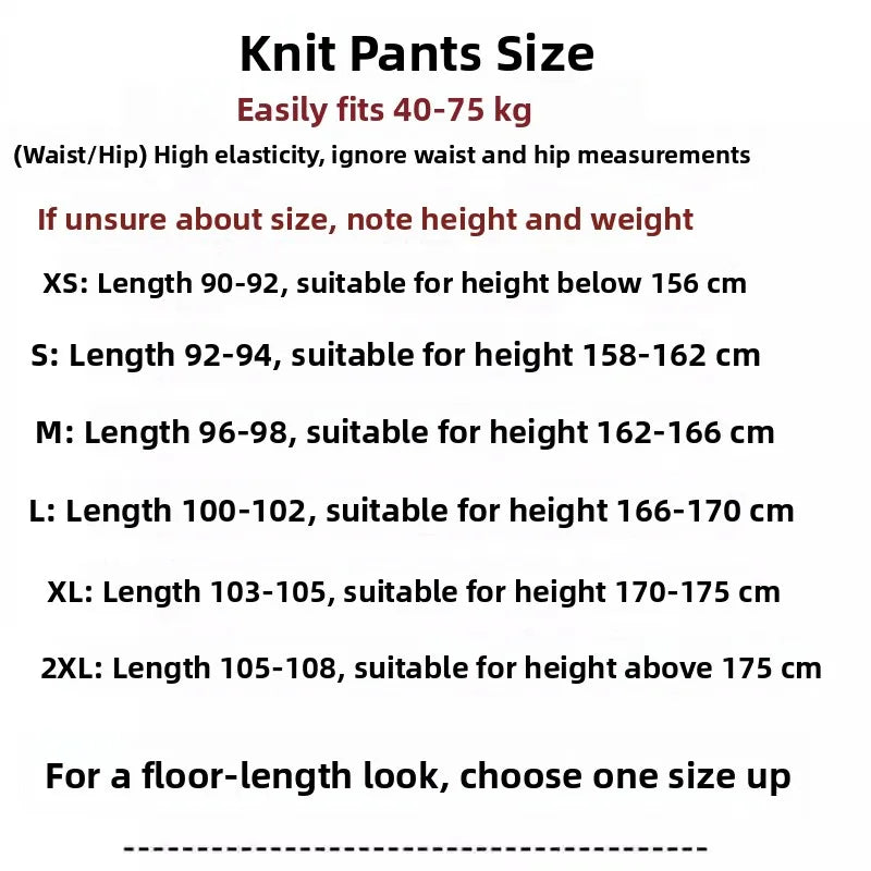 High Waist Wool Knitted Wide Leg Pants Women's Outerwear Autumn Winter Thickened Floor-Length Straight Cut Casual Trousers