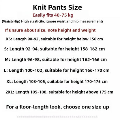 High Waist Wool Knitted Wide Leg Pants Women's Outerwear Autumn Winter Thickened Floor-Length Straight Cut Casual Trousers