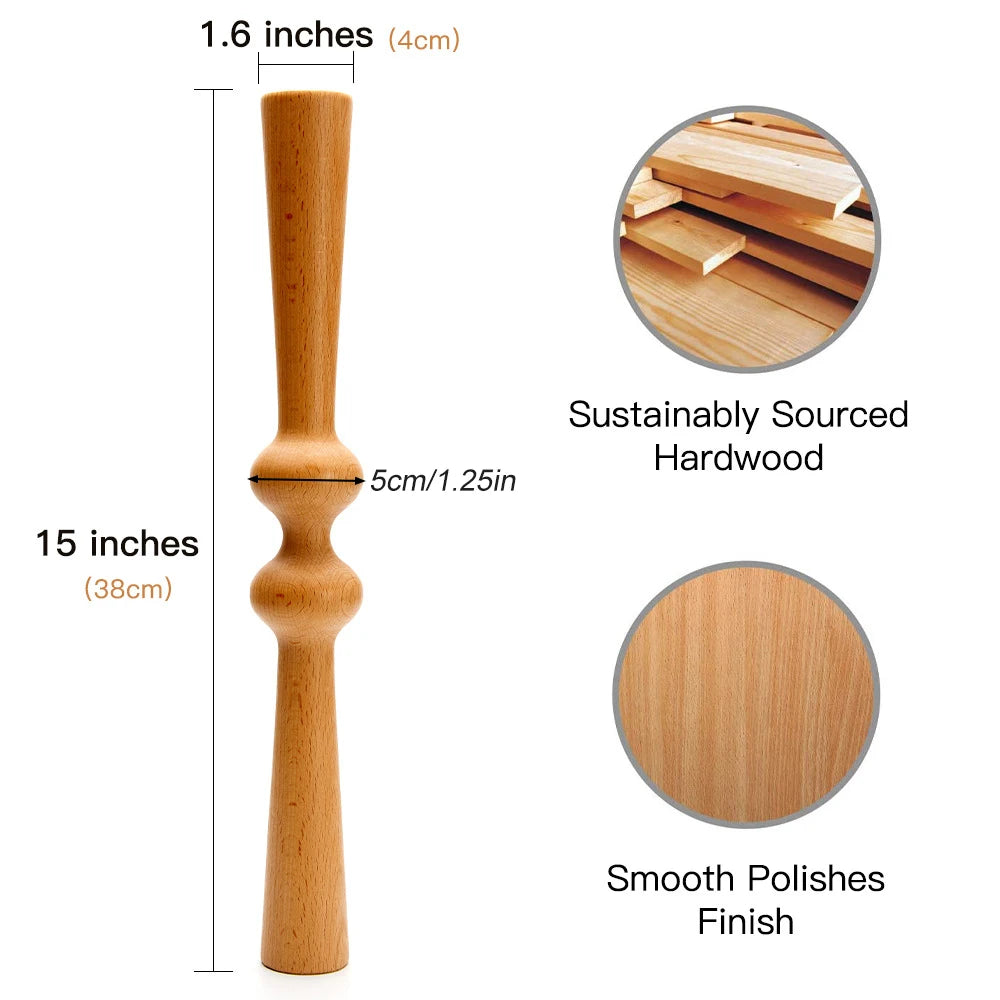Wood Back Roller, Spine Stretcher & Aligner, Ma Roller, Back Cracker for Back Pain Relief & Muscle Recovery,Manual Back Massager