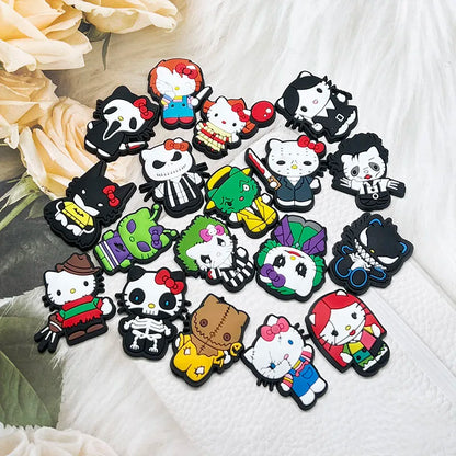 Mesuca 18-100pcs Halloween Cat Shoe Charms For Sandals,Shoe Decoration Accessories Shoe Pins Great Gift For Men Wom