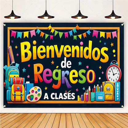 Welcome Back To The School Blackboard, Pencil Banner Backdrop, Holiday Education Theme Decoration, Photography Background Cloth