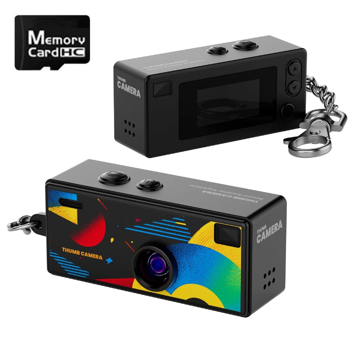 Thumb Keychain Camera 0.96 Inch Retro Mini Action Cameras 1080P Mini Camcorder Audio Video Recorder Support Memory Card for VLOG
