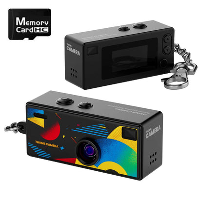 Thumb Keychain Camera 0.96 Inch Retro Mini Action Cameras 1080P Mini Camcorder Audio Video Recorder Support Memory Card for VLOG