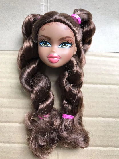 2001 Version Rare Face Doll Heads Classic Bratss White Brown Skin Colorful Hair Girl Boy Doll Parts for Collectors