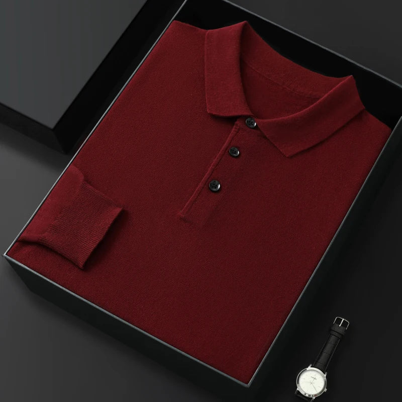 Cashmere sweater men's polo neck worsted wool long sleeve T-shirt business casual sweater pullover sweater bottoming sweater ZM-