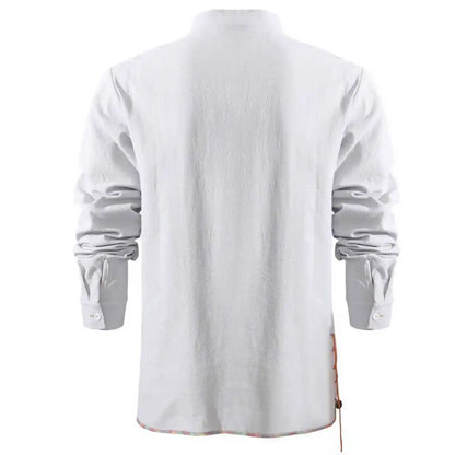 King Billion Men's Shirts Casual Men Cotton Linen Long Sleeve T-shirt Spring Autumn Vintage Shirt US Size Drawstring Neck