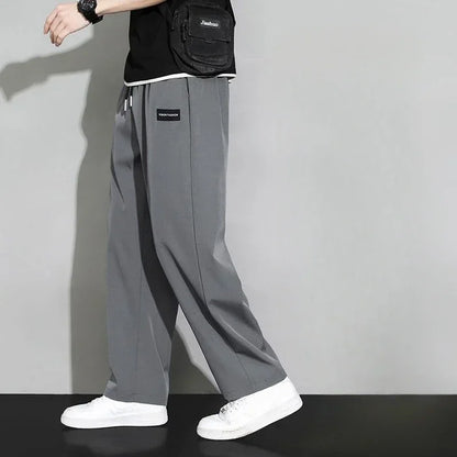 Trousers Straight Plain Wide Leg Draped Thin Male Sports Pants Summer Sport Slacks Xxl Jogger Big Tall Man Men's Sweatpants