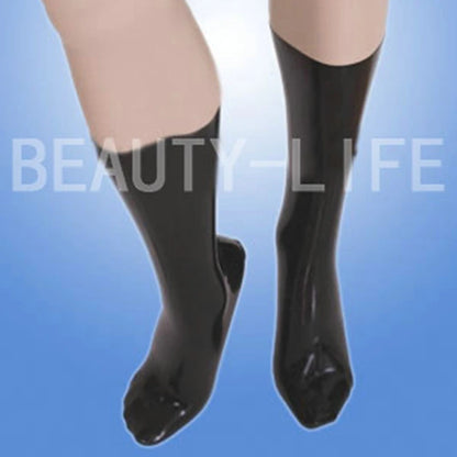 Latex 2D Socks Sexy Knee Hosiery Plain Cosplay Seamless Without Glue one piece Stocking  0.6mm Extra Thickness