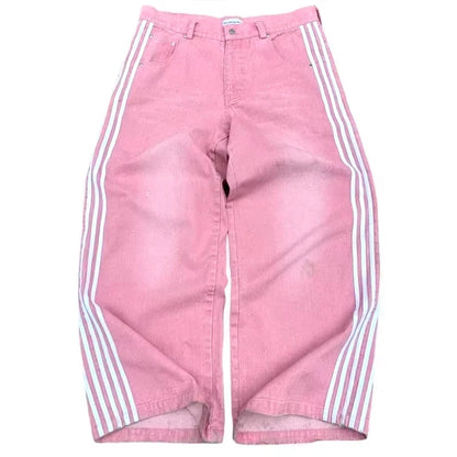 Retro Men's Y2K Baggy Jeans Camouflage Embroidered Striped Harajuku Sweatpants Women Hip Hop Streetwear Camo Wide Leg Denim Pant