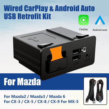 Mazda CarPlay and Android Auto USB Media Hub Retrofit Kit, Support Mazda 3/6/CX5/CX3/CX9/MX5-TK78 66 9U0C K1414 C922 V6 605A