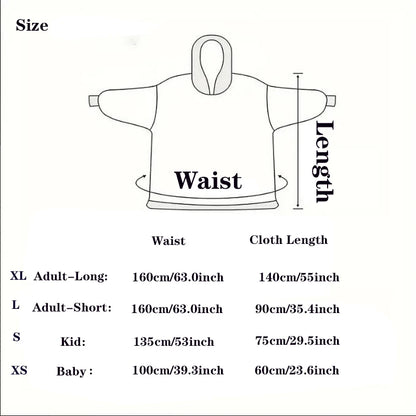 Halloween Family Matching Blanket Hoodies Women Cartoon Bear Dinosaur Sweatshirts Adult Oversized Warm Pullover Winter Clothes