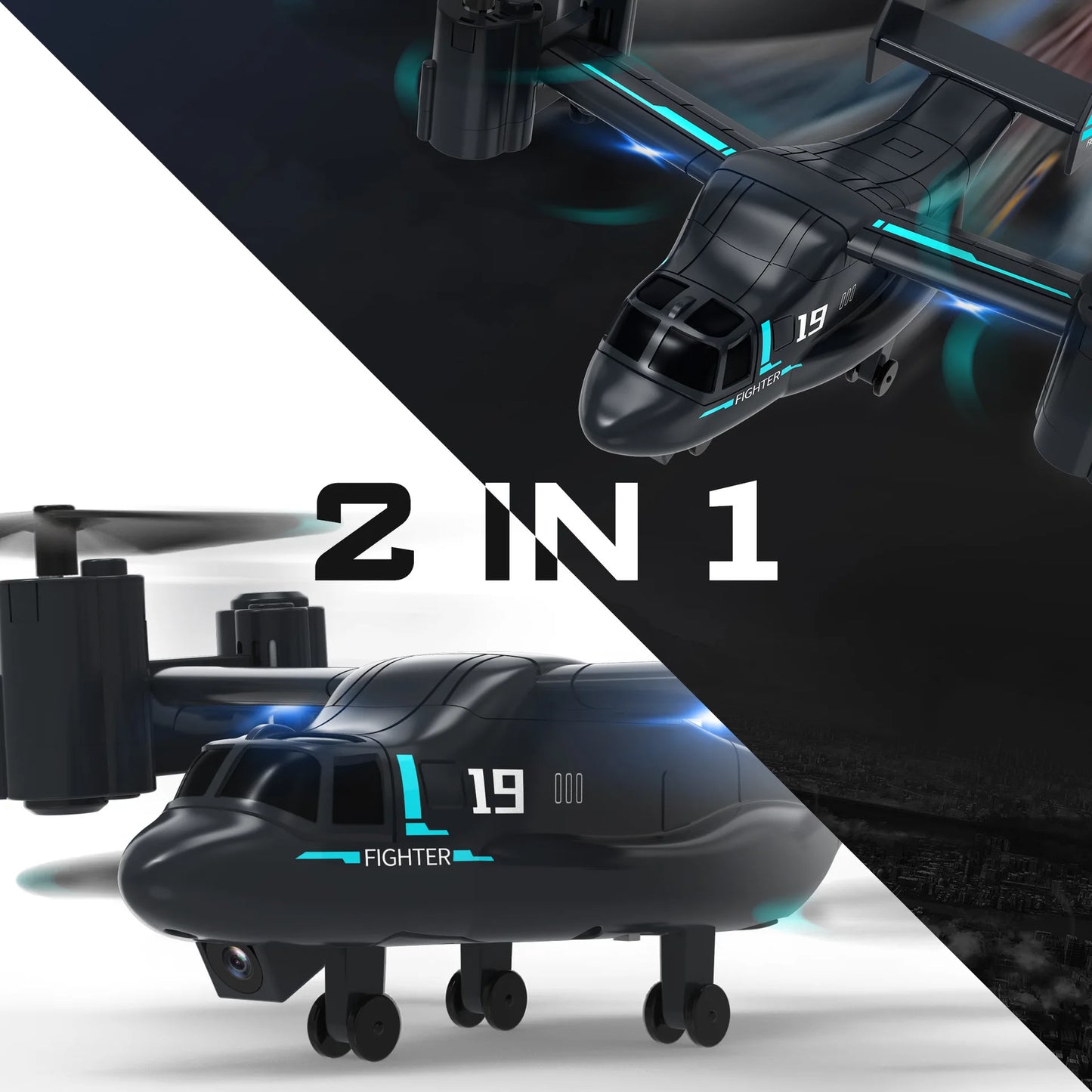 LM19 Remote Control Helicopter Drone 480P Camera Fighter Quadcopter Osprey Aircraft RC Drones for Children Kids Plane Toys Gifts